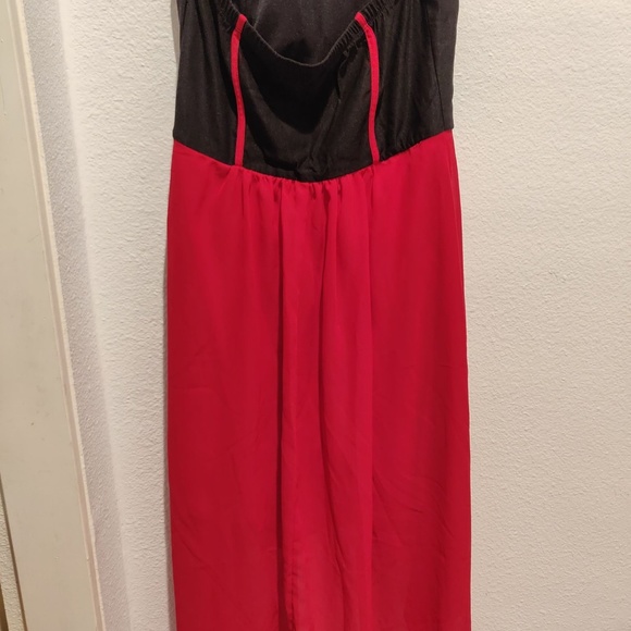 Strapless Black and Red High Low Chiffon Dress - Picture 4 of 4